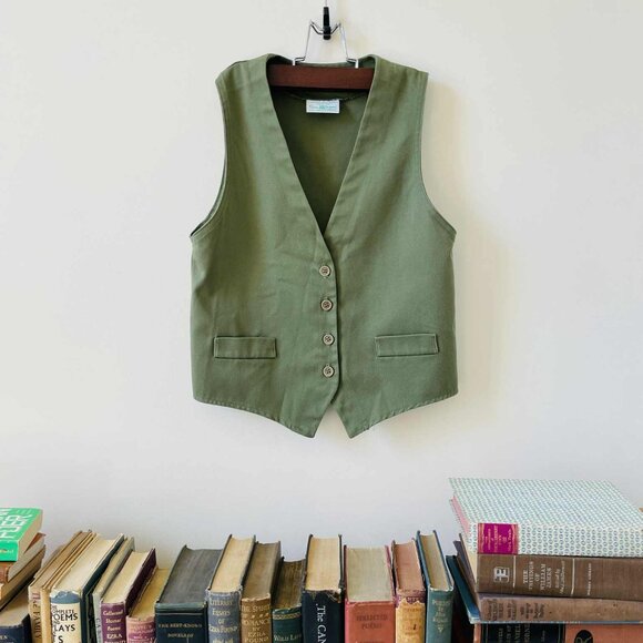 Vintage Olive Green Waistcoat - Picture 4 of 5